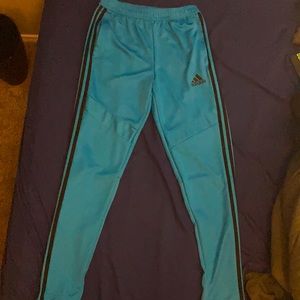 Baby blue/black adidas pants